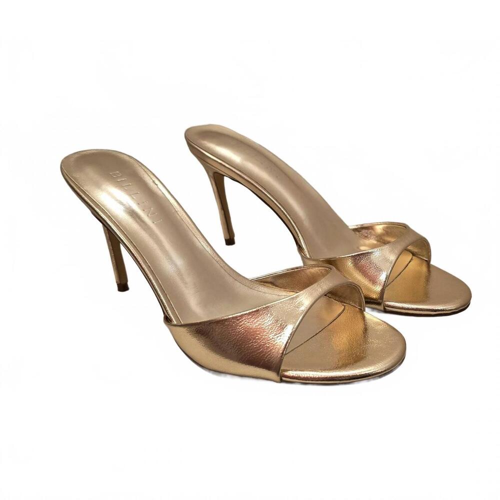 NEW BILLINI women's hensley metallic open toe heel in gold